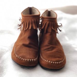 Xhilaration fringe moccasin booties